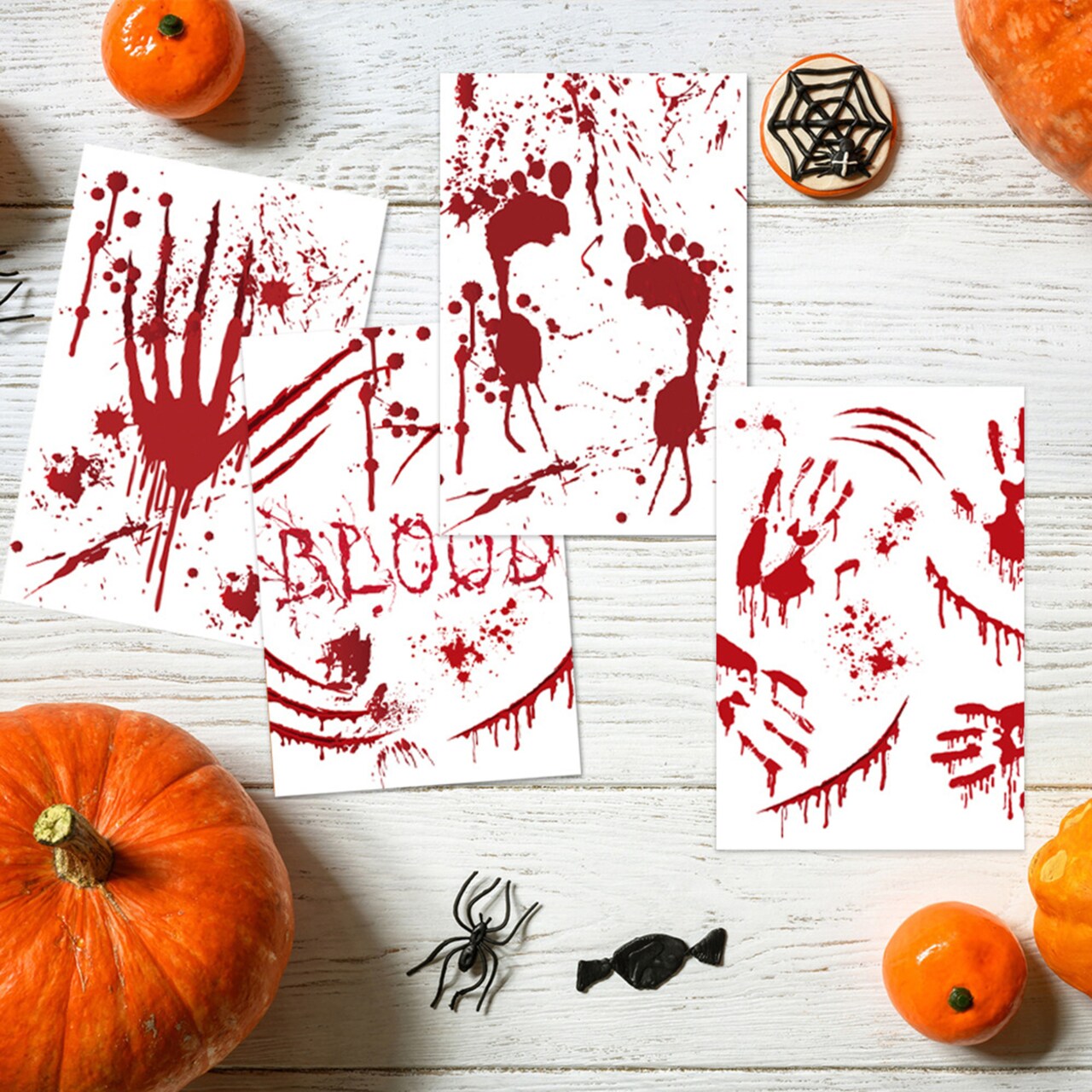 12 Pack Halloween Postcards Scary Blood Handprint Sticky Notes Horror Themed Postcard For Holiday Party Invitations